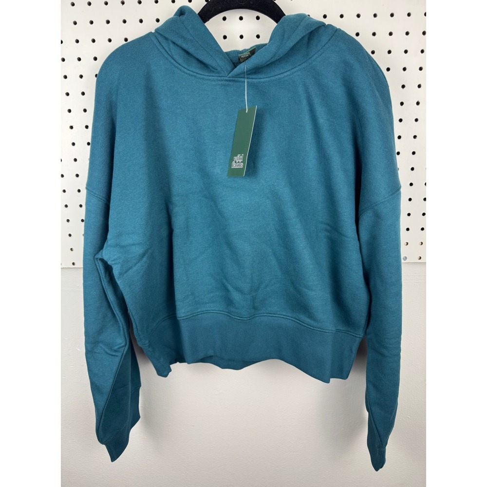 Wild Fable Womens Cropped Hoodie Hedge Green Teal XL NWT AM-957